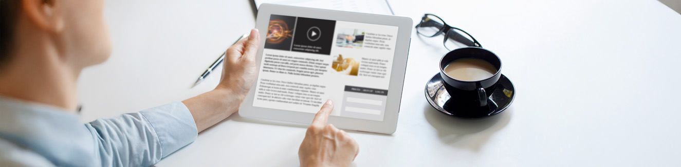 Sample online news website on tablet