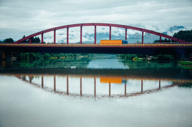 truck driving bridge